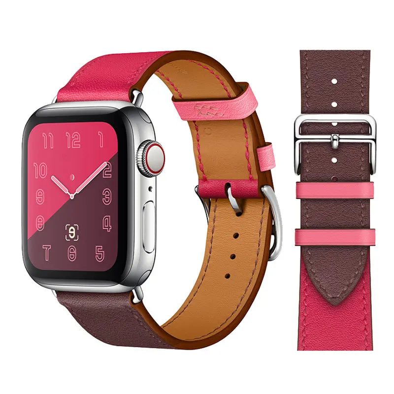 Genuine Leather Bracelet Strap For Apple Watch Band 45mm 49mm 41mm 44mm 42mm 40mm band iWatch Ultra/2 10 42/46mm 9 8 7 6 5 4 SE